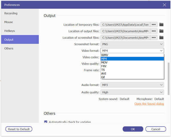 Choose Output Format