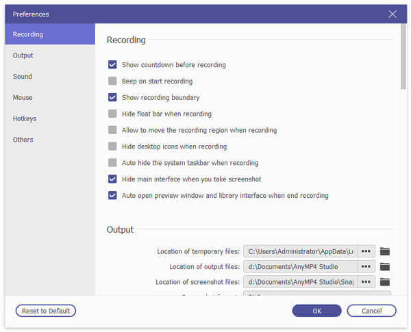 Recording Preferences