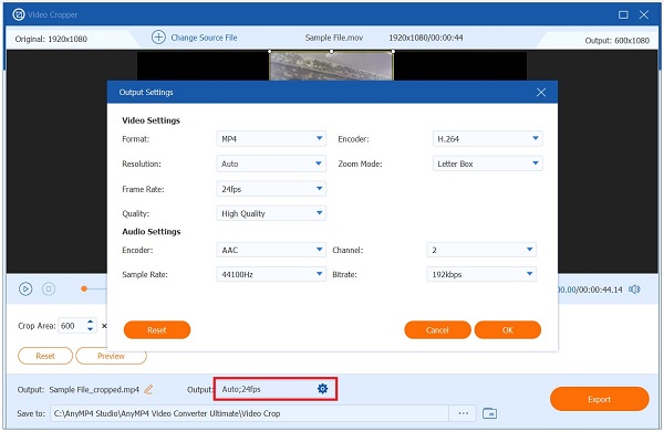 Cambiar configuración de salida