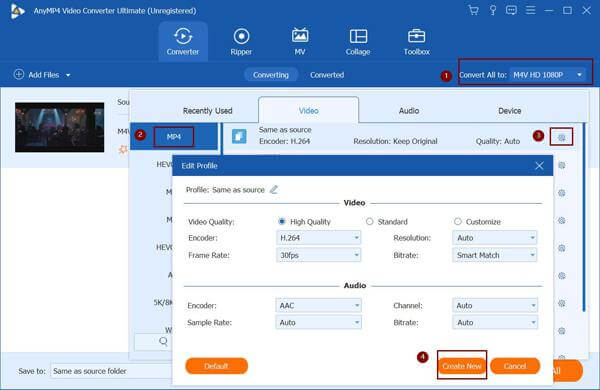 Choose the MP4 Format and Change the Settings