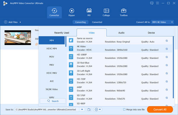 Converti file MXF in MP4