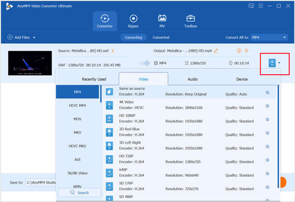 Convert SWF File to MP4