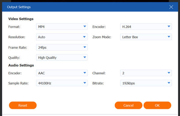 Custom Output Settings