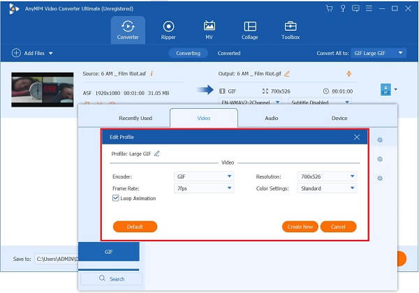 Convertidor VCU Editar configuración ASF