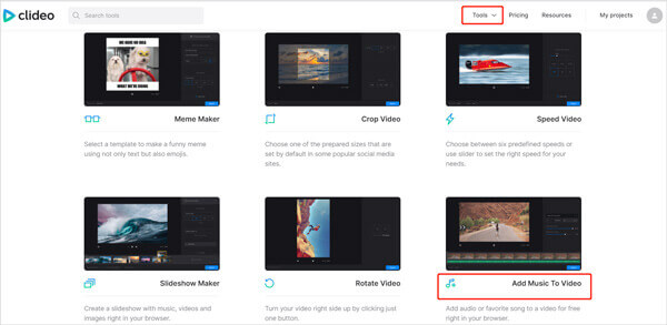 Clideo Add Music to Video Tool