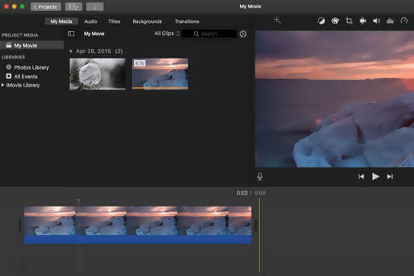 Přetáhněte Video na časovou osu iMovie