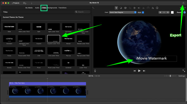 Ajouter un filigrane iMovie Mac Modifier