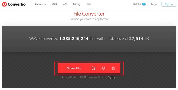 Convertio Ajouter un fichier
