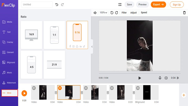 FlecClip Cambia le proporzioni del video