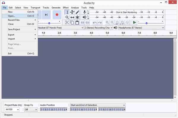 Audacity aperto