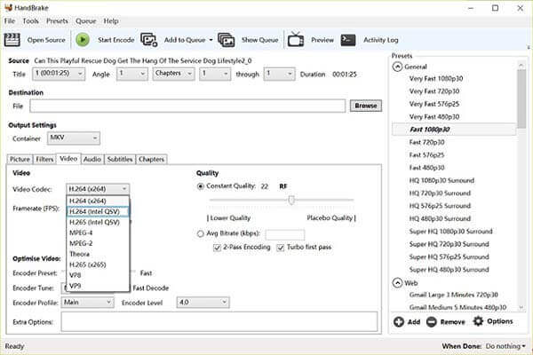 Convertir AVI en MKV HandBrake