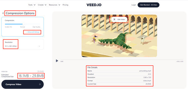 Comprimir video para fondo web con VEED