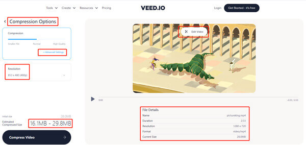 Compresser la vidéo pour l'arrière-plan Web avec VEED