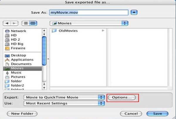 Options QuickTime