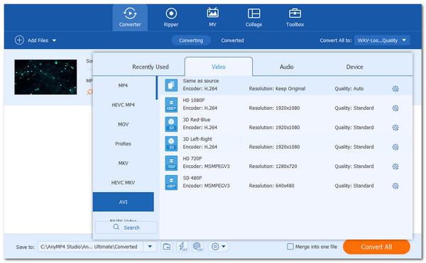 Blu-ray Master Video Converter Ultimate Set Format Output