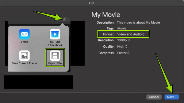 iMovie Convertir MOV MP4