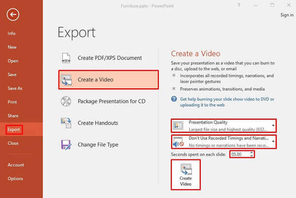 Převést PowerPoint na MP4 2013