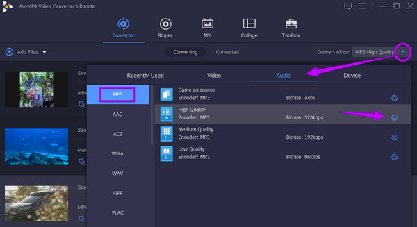 Imposta la selezione dei video di output