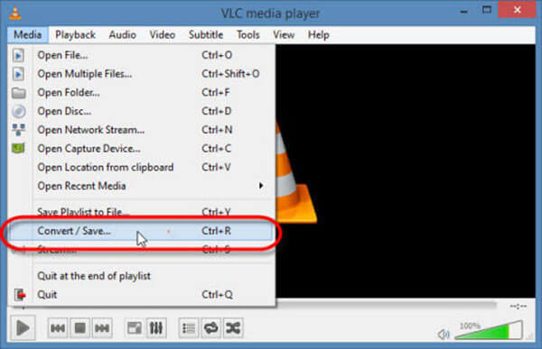 Menu multimediów VLC