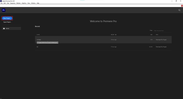 Adobe New Project