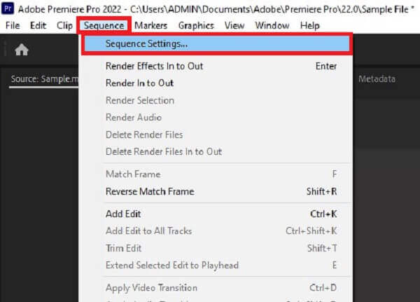 Video bijsnijden in Premiere Apect Ratio Sequence