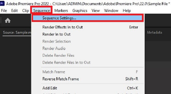 Como cortar vídeo nas configurações de sequência de frames do Premiere