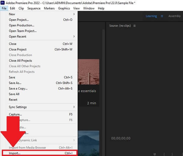 How To Crop Video In Premiere Import Clip
