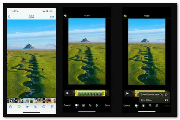 iOS Couper la vidéo sur les photos