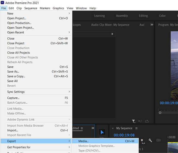 Ingrese la configuración de exportación