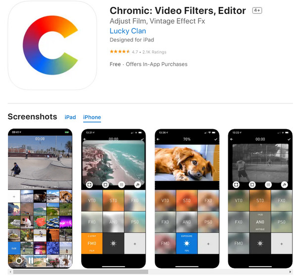 Aplicación de filtro de Chrome para iPhone