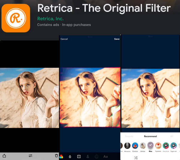 Aplicación de filtro Retrica para Android