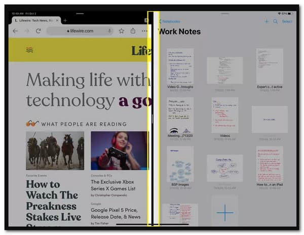 Divisor de tela dividida fechada para iPad