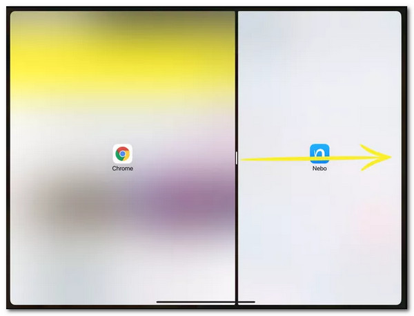 Fechar tela dividida do iPad deslizando para fechar
