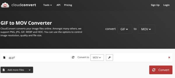 Cloud Convert MOV
