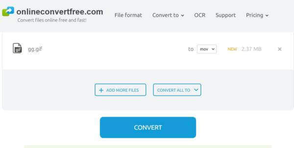 En línea Convertir MOV gratis