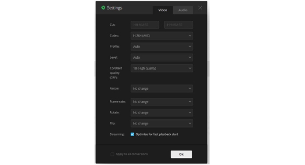 Convertio Edit Setting