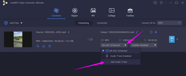 Convertir Ajouter de l'audio