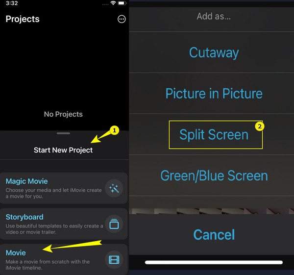 iPhone iMovie Split Screen