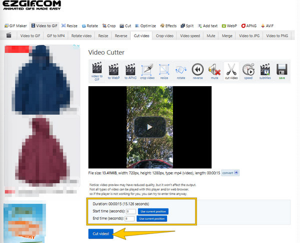 EZGIF Couper la vidéo en ligne