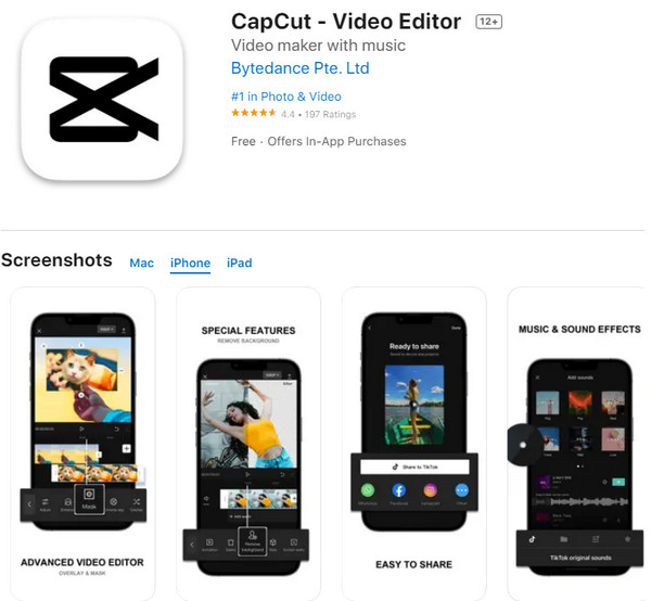 Cap Cut Verbeter video-iPhone