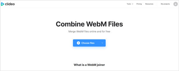 Clideo Combine archivos WebM