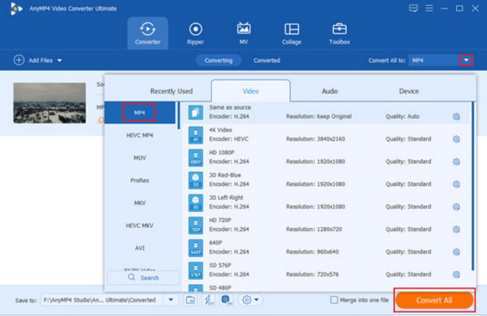 Configuración de formato de salida definitiva de Video Converter