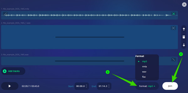 Online Audio Joiner Sloučení formátů