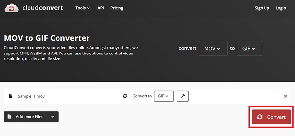 CloudConvert MOV a GIF Convertir