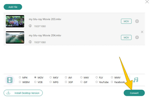 Convertir en ligne Convertir des fichiers en masse