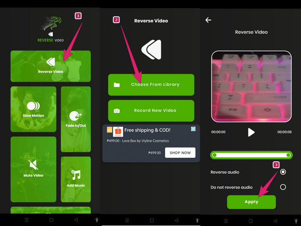 App fordított videó