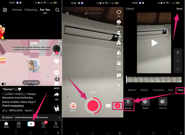 TikTok fordított videó