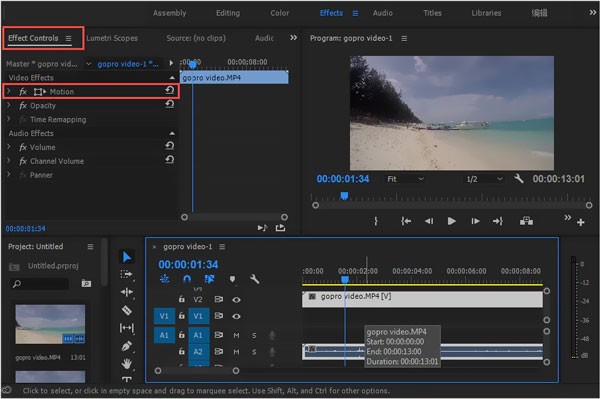 Adobe Premiere Motion Ruota video