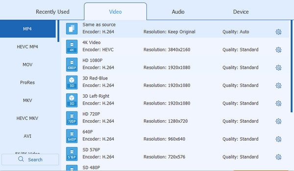 Imposta il formato di output