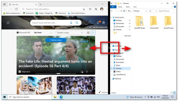 Tela dividida de redimensionamento do Windows 10